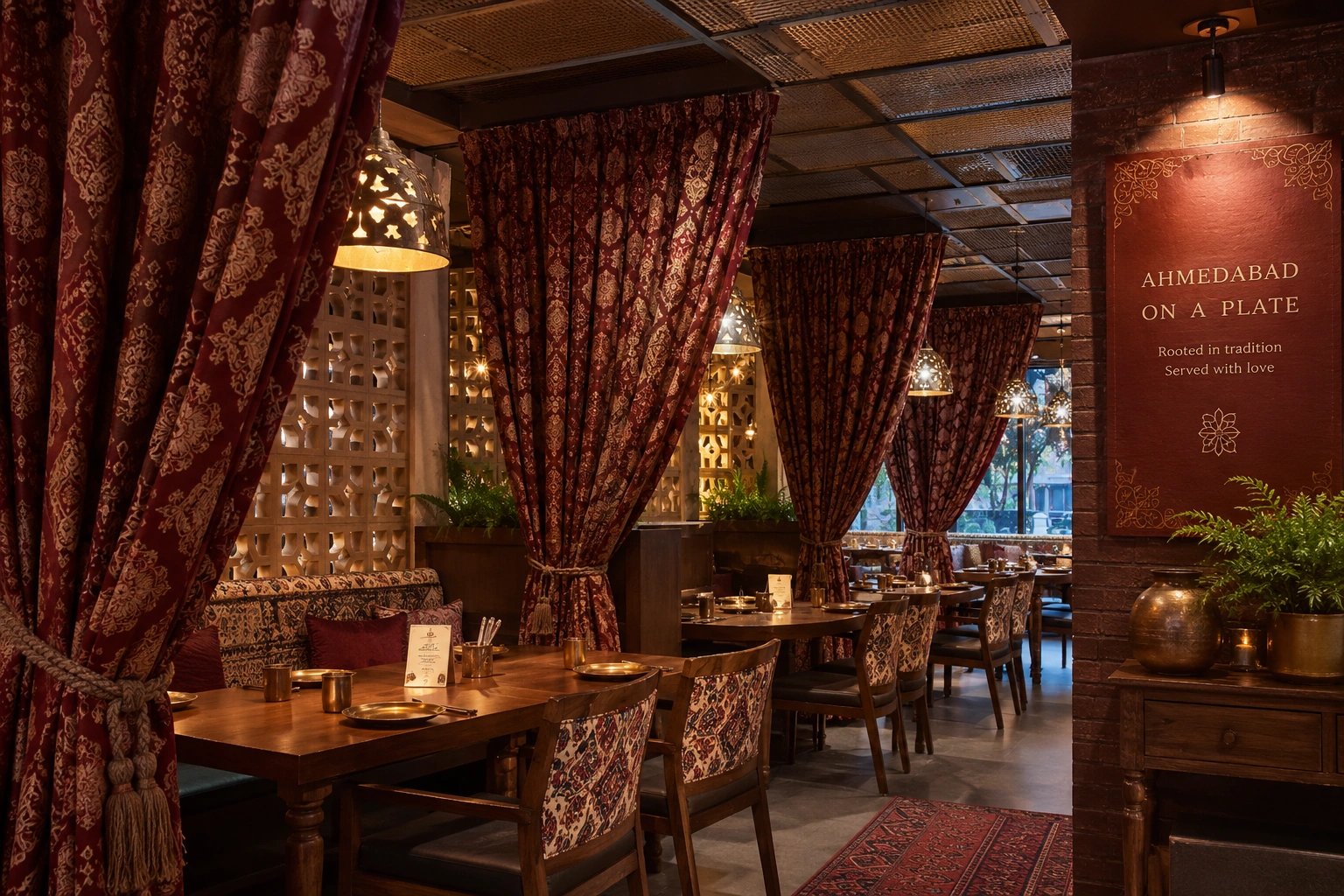 Commercial curtain installation Ahmedabad restaurant