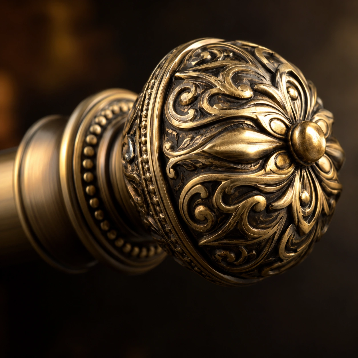 Decorative curtain rod finial by Aurakriya Decor