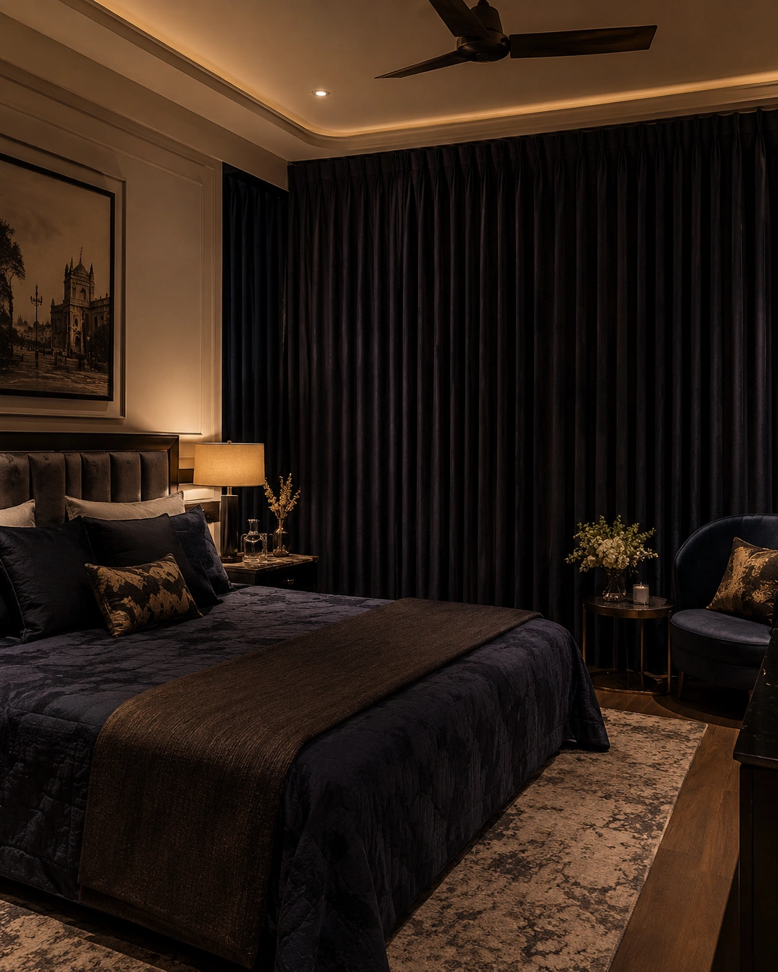 Blackout curtains for bedroom in Ahmedabad by Aurakriya Decor